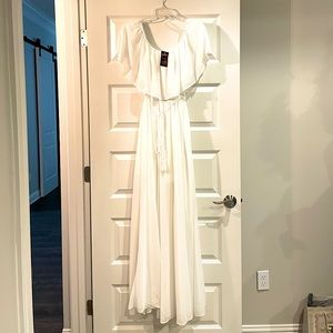 Sweet Lovely White Chiffon Maxi Dress - Off the shoulder